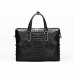 Business-Handtasche für Herren ，Mode Echtleder Clutch Designer Top Handle Bag Handtasche mit Krokodilprägung Black-M