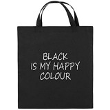 Comedy Bags - Black is My Happy Colour - Jutebeutel - Kurze Henkel - 38x42cm - Farbe: Schwarz/Weiss