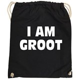 Comedy Bags - I AM Groot - Logo - Turnbeutel - 37x46cm - Farbe: Schwarz/Weiss
