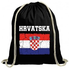 ShirtStreet Croatia Kroatien Fußball WM Fanfest Gruppen natur Turnbeutel Rucksack Gymsac Wappen Hrvatska