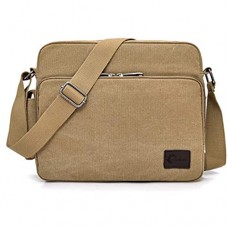CHEREEKI Messenger Tasche Kuriertasche Umhängetasche Messenger Bag Unisex Casual Vintage Stoff Rucksack (Khaki)