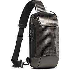 OZUKO Brusttasche Herren Umhängetaschen Anti-Diebstahl Sling Bag Crossbody-Rucksack Wasserdichte Schultertasche mit USB für Arbeit Reisen Wandern (Grau)