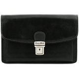 Tuscany Leather Arthur Elegante Handgelenktasche/Herrentasche aus Leder Schwarz