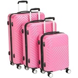  Basics Geometric Luggage - 3 Piece Set (20" 24" 28") Pink
