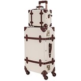 CO-Z Premium Vintage Gepäcksets 24 Trolley Koffer und 12 Handtasche Set mit TSA-Schlössern weiß (Weiß) - CO-Z-BUBR