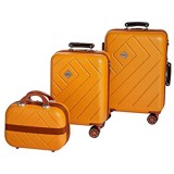 Enrico Coveri Moving Set mit zwei Trolleys + Kulturbeutel Rigide ABS Orange und Braun in zwei Größen