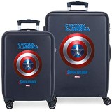 Marvel Avengers Sky Avengers Kofferset Blau 55/68 cms Hartschalen ABS Kombinationsschloss 104L 4 Doppelräder Handgepäck