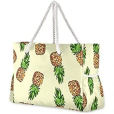 Mnsruu Damen-Handtaschen Wasserfarben Ananas große Schultertasche Strandtasche Baumwollseil-Griffe