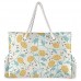 Mnsruu Tote Handtasche gelber floraler Stil große Schultertasche Strandtasche Baumwollseilgriffe Reise-Tragetasche für Frauen