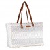 Myra Bag Snowy Upcycled Baumwollteppich & Leder Weekender Bag S-1597