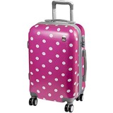 A2S Cabin gepäck ist leicht und langleib Hard Shell gedruckt Koffer mit 8 spiner räder Tasche (Flugzeuge) 55x35x22 cm (Tupfen Fuchsie)