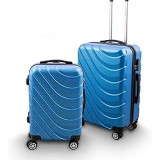 BERWIN® Kofferset M + L 2-teilig Reisekoffer Trolley Hartschalenkoffer ABS Teleskopgriff Modell Wave 2018 (Skyblau)