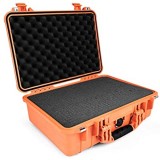 PELI 1500 Wasserdichter Koffer für Kameraausrüstung IP67-Zertifiziert 19L Volumen Hergestellt in Deutschland Mit Schaumstoffeinlage (Anpassbar) Orange