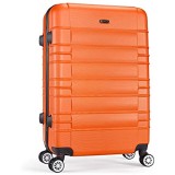 SHAIK SerieCLASSIC JFK Design Hartschalen Trolley Koffer Reisekoffer 4 Doppelrollen Zwillingsrollen Zahlenschloss (Handgepäck Orange)