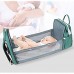 HYWOT Faltbarer 3-in-1-Rucksack für Kinderbett Wickeltasche tragbar für Babyzimmer Reisebett isoliert mit Taschen für Flaschen Grün