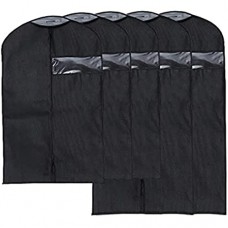 Kleid Kleidersack Atmungsaktiv Reise oder Aufbewahrung Anzug Tasche mit transparentem Fenster 5 Stück 3 mittel und 2 große schwarz