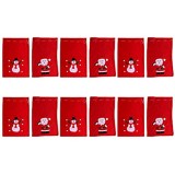 VALICLUD 12PCS Drawstring Santa Sack Bag Große Weihnachtsmann-Geschenktüte (zufälliges Muster)