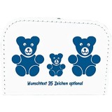 Kinderkoffer Weiss mit Bärenfamilie Wunschname optional Pappkoffer 25cm