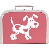 Pappkoffer Kinderkoffer mit Hund Farbe pink Größe 20 x 14 5 x 8 cm