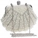 BIGBOBA Damen Clutch fächerförmig mit Perlenschnur Dekoration Abendtasche glänzende Clutch Brauttasche Hochzeit Clutch für Hochzeit Party Tanz Beige