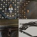 Chikencall® Envelope Clutch Vintage Gothic Skull Punk Handtaschen Beschlagene Leder Geldbörse Umhängetaschen Damen Herren Schultertaschen mit Kettenriemen Schwarz Geldbörsen