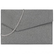 GESSY Women Faux Suede Envelope Clutch Chain Strap Magnet Hook Purse with Pocket