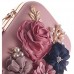 PANAX Schöne Damen Clutch mit Perlen und Blumen in Pink - Frauen Abendtasche Ideal für Parties Feiern Veranstaltungen Hochzeiten Theaterbesuche