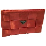 Skybelt Damen Handtasche Orange mit original Flugzeuggurt Clutch Handgelenktasche mit Reißverschluß 25x15 5x3 cm (B x H x T)