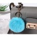 Efforts Künstliche Kaninchenfell Keychain Flauschigen Ball Schlüsselanhänger Taschen Koffer Rucksäcke Zubehör Charm Auto Schlüsselanhänger Schlüsselring für Frauen (Blau)
