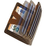 WEST® - Magic Wallet mit Münzfach + Geschenkverpackung - magische Geldbörse kompakt & klein - Trick Geldbörse - extra Starke Geldbänder - dünne Geldbörse mit Münzfach - RFID Schutz (BRAUN-ORANGE)