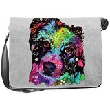 Australian Shepherd Motiv Canvas Tasche - Hunde Umhängetasche : Aussie - Freizeittasche Hunde Neon Motiv
