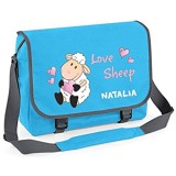 Mein Zwergenland Messenger Bag Love Sheep mit Namen 14 L Surf Blue