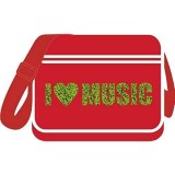 Mein Zwergenland Retro Messenger Bag I Love Music 12 L Red-White