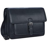 STILORD 'Romeo' Kleine Aktentasche Leder für Herren Damen Vintage Businesstasche Bürotasche für DIN A4 Dokumente und 13 3 Zoll Laptops MacBooks aus echtem Leder Farbe:schwarz