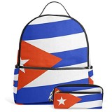 FANTAZIO Rucksäcke Federmäppchen Kuba Flagge Schultaschen-Set