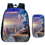 Neuer Film Sonic Rucksack Mini Schultasche Sonic Schultaschen für Mädchen Jungen Kleinkinder Rucksack mit Federmäppchen