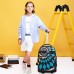 Primäre Rollrucksäcke Sets für Jungen Mädchen - Kinder Trolley Schultasche Abnehmbarer Rucksack für Teenager mit 6 Rädern Reisegepäck mit Lunchpaket Federmäppchen