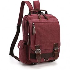 LOSMILE Vintage Rucksack Herren Damen Backpack Canvas Daypacks Rucksäcke herrentasche segeltuchtasche Messenger Bag für Arbeit und Schule. (Lila)