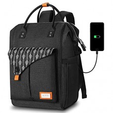 Rucksack Damen Laptop Rucksack für 15.6 Zoll Laptop Schulrucksack mit USB Ladeanschluss für Arbeit Wandern Reisen Camping für Mädchen Oxford 20-35L (H11-Black)