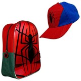 hi-lo Marvel Avengers Spiderman Kinder-Rucksack und Basecap Set Kindergarten Rucksack 32x27x12cm Mütze Rot Größe 53