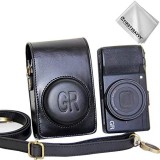 First2savvv schwarz Premium Qualität Ganzkörper- präzise Passform PU-Leder Kameratasche Fall Tasche Cover für Ricoh GR III GR II GR
