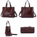 Coolives Damen Set Handtaschen mit 2 Stück Krokodil-Muster Schultertasche Umhängetasche Schwarz EINWEG