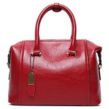 Coolives Damen Tasche Handtasche Henkeltasche aus PU-Leder Boston Umhängetasche Schultertasche Elegant Taschen Grau Rot EINWEG