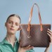 Lekesky Handtasche Damen Shopper Leder Groß Damen Tasche für Büro Schule Einkauf Braun