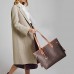 Lekesky Handtasche Damen Shopper Leder Groß Damen Tasche für Büro Schule Einkauf Braun