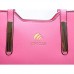 LONGCLASS exklusive Designer Damen Handtasche ELEGANTO fein verarbeitete Mode Tasche mit drei weichen Innentaschen edler Gold Verzierung und Umhängeband elegante Handtaschen Damen weiß creme pink
