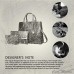NICOLE & DORIS Damen handtaschen 3 Stück Leder Handtasche für Damen aus Leder Totes + Crossbody + Geldbörse Grau