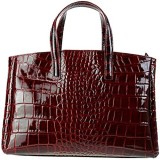 Olivia – Handtasche für Damen Leder Krokodiloptik Leder in Krokodil-Optik 38 x 25 x 16 cm – Bordeaux Leder