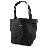 sincory black - schwarze Damen-Handtasche aus nachhaltigem und veganem Material - Henkeltasche aus Kraft-Papier - gefüttert mit umweltfreundlicher Baumwolle