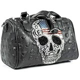 Totenkopf Koffer Reise Henkel-Tasche Sull-America Motiv schwarz